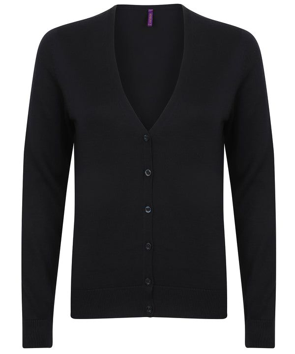 Henbury Women's V-neck Cardigan - Navy