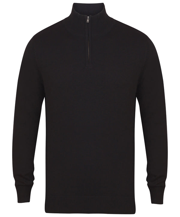 Henbury ¼ Zip Jumper - Black