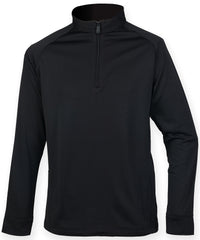 Henbury ¼ Zip Top with Wicking Finish - Black