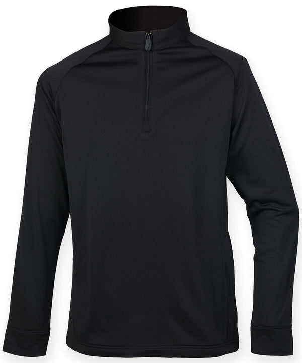 Henbury ¼ Zip Top with Wicking Finish - Black