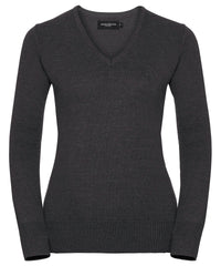 Russell Athletic Women's V-neck Knitted Sweater - Charcoal Marl