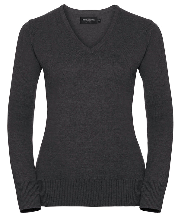 Russell Athletic Women's V-neck Knitted Sweater - Charcoal Marl