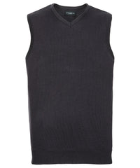 Russell Athletic V-neck Sleeveless Knitted Sweater - Charcoal Marl