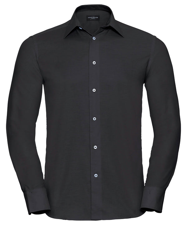 Russell Athletic Long Sleeve Easycare Tailored Oxford Shirt - Black