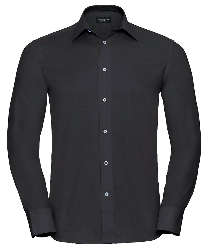 Russell Athletic Long Sleeve Easycare Tailored Oxford Shirt - Black