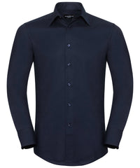 Russell Athletic Long Sleeve Easycare Tailored Oxford Shirt - Bright Navy