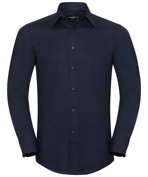 Russell Athletic Long Sleeve Easycare Tailored Oxford Shirt - Bright Navy
