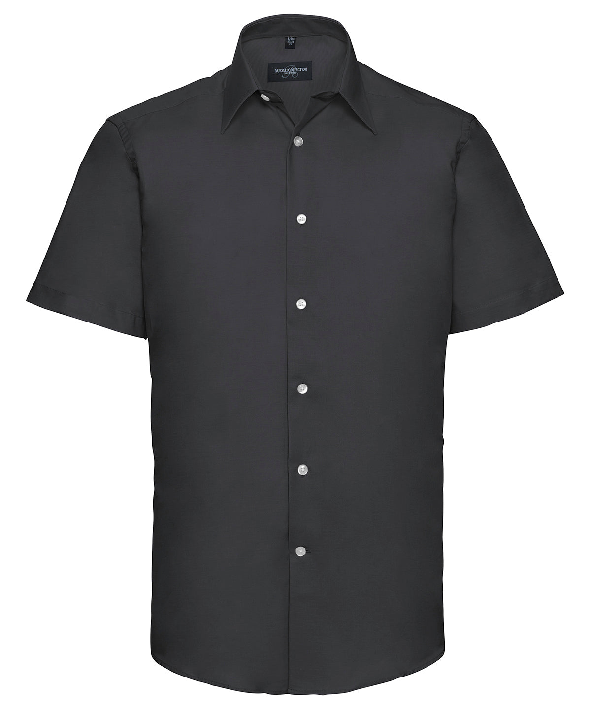 Russell Athletic Short Sleeve Easycare Tailored Oxford Shirt - Black