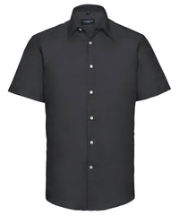 Russell Athletic Short Sleeve Easycare Tailored Oxford Shirt - Black