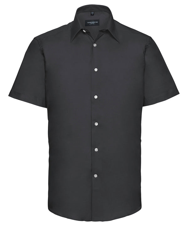 Russell Athletic Short Sleeve Easycare Tailored Oxford Shirt - Black