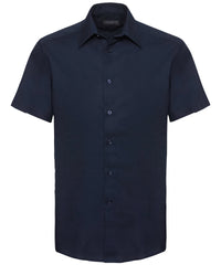 Russell Athletic Short Sleeve Easycare Tailored Oxford Shirt - Bright Navy
