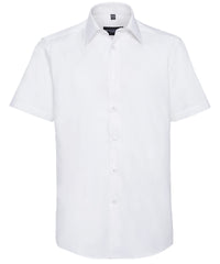 Russell Athletic Short Sleeve Easycare Tailored Oxford Shirt - White