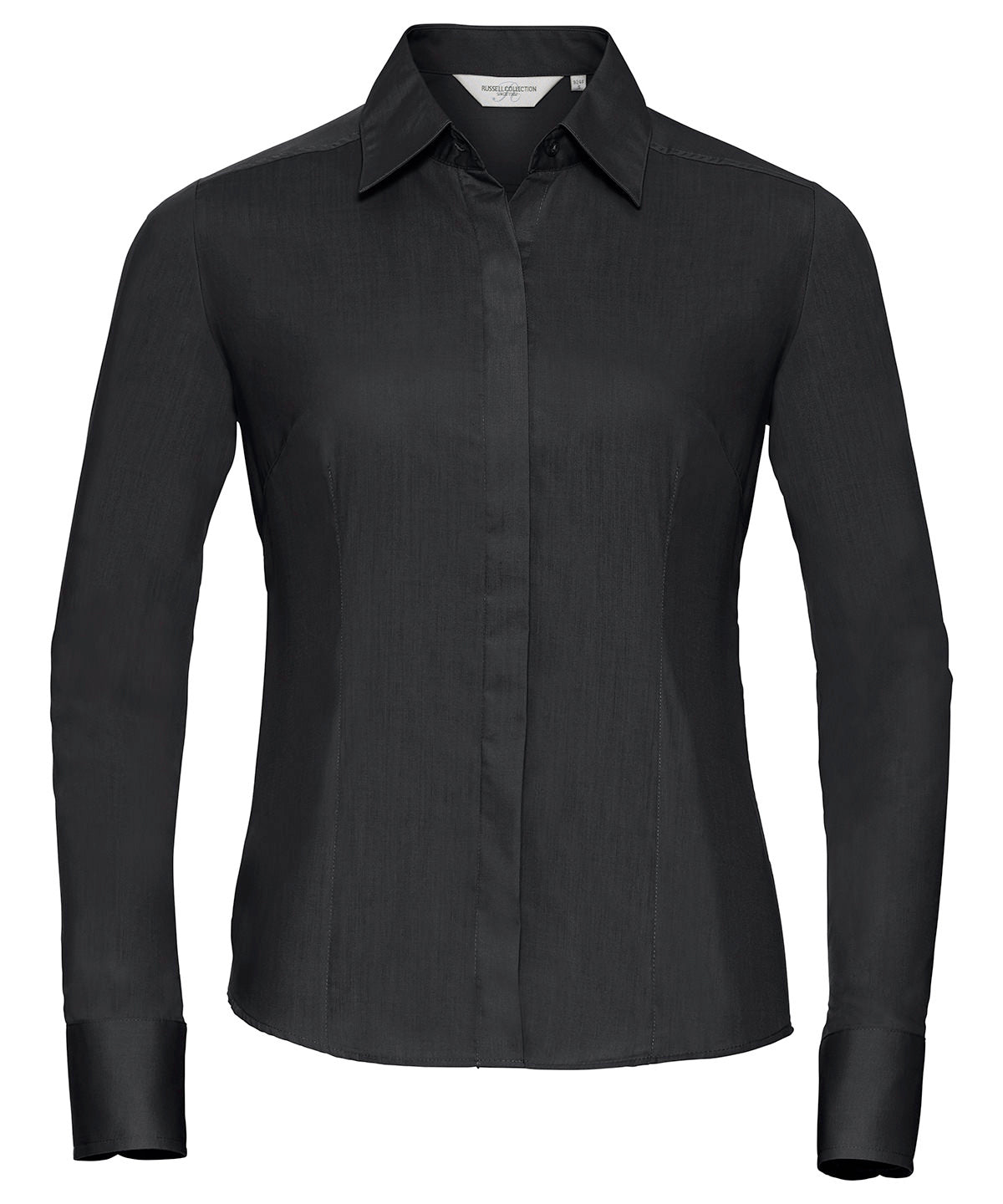 Russell Athletic Women's Long Sleeve Polycotton Easycare Fitted Poplin Shirt - Black
