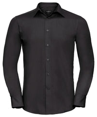 Russell Athletic Long Sleeve Polycotton Easycare Fitted Poplin Shirt - Black