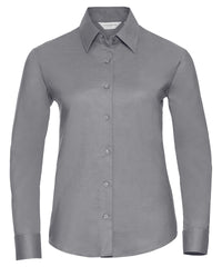 Russell Athletic Women's Long Sleeve Easycare Oxford Shirt - Silver