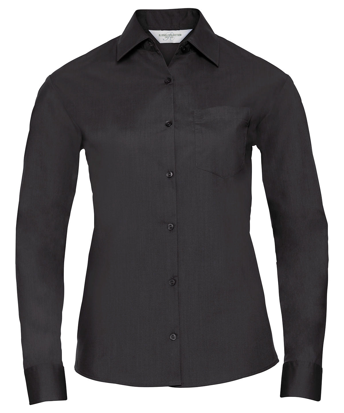 Russell Athletic Women's Long Sleeve Polycotton Easycare Poplin Shirt - Black