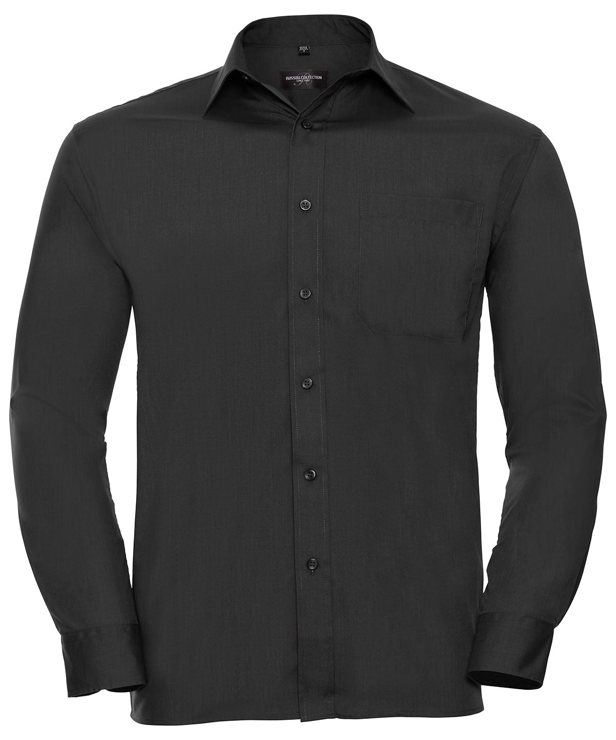 Russell Athletic Long Sleeve Polycotton Easycare Poplin Shirt - Black