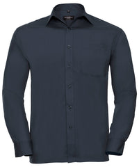 Russell Athletic Long Sleeve Polycotton Easycare Poplin Shirt - French Navy