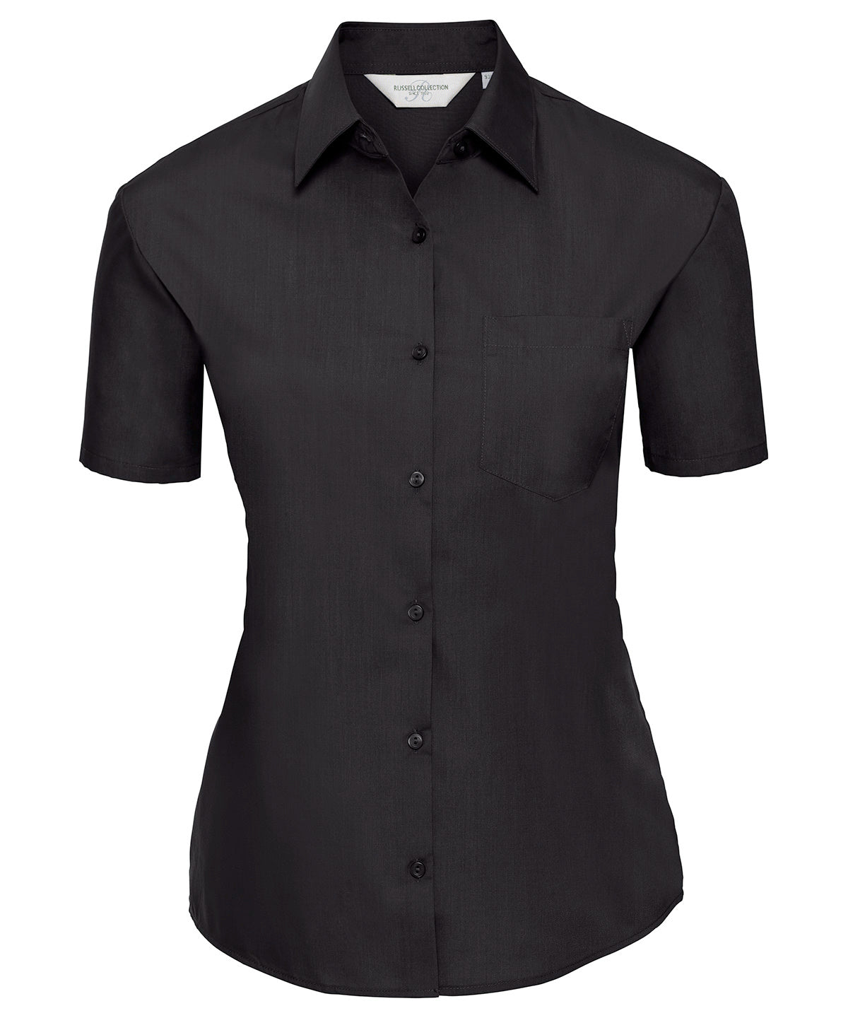 Russell Athletic Women's Short Sleeve Polycotton Easycare Poplin Shirt - Black