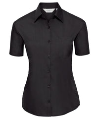 Russell Athletic Women's Short Sleeve Polycotton Easycare Poplin Shirt - Black