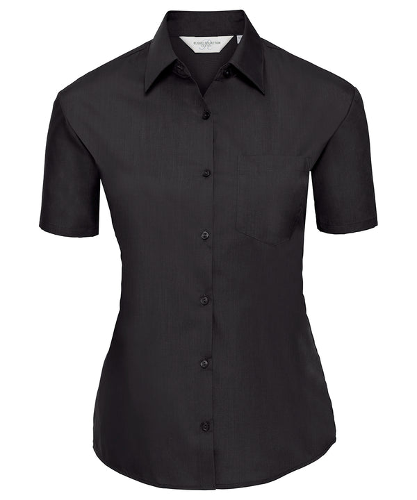 Russell Athletic Women's Short Sleeve Polycotton Easycare Poplin Shirt - Black