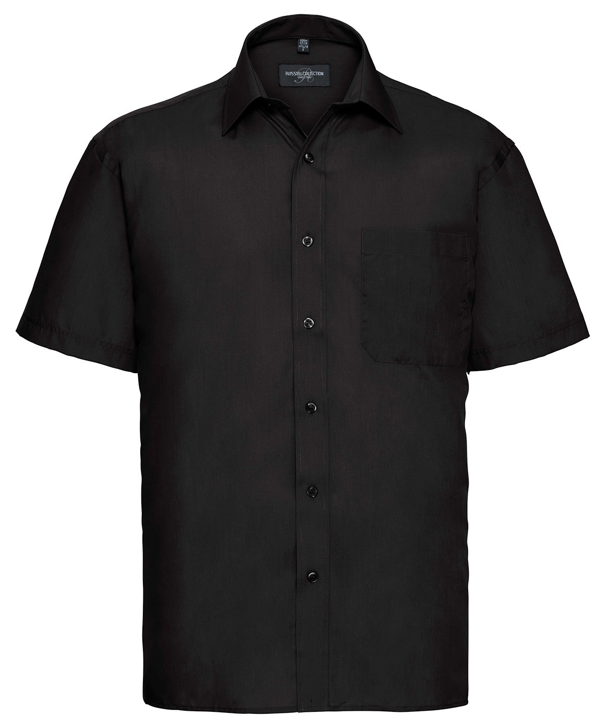 Russell Athletic Short Sleeve Polycotton Easycare Poplin Shirt - Black
