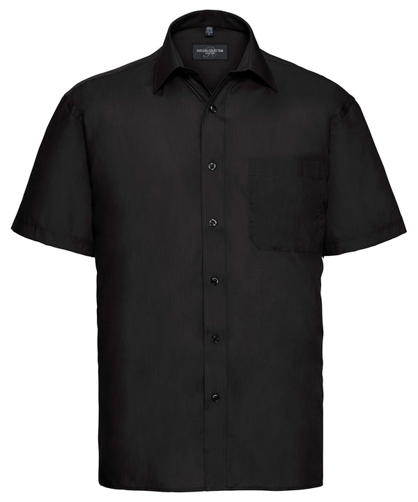 Russell Athletic Short Sleeve Polycotton Easycare Poplin Shirt - Black