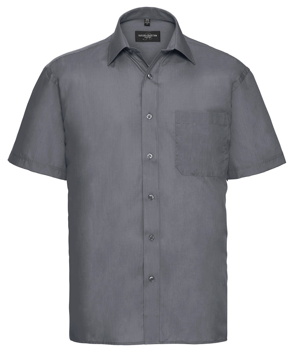 Russell Athletic Short Sleeve Polycotton Easycare Poplin Shirt - Convoy Grey