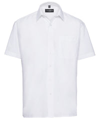 Russell Athletic Short Sleeve Polycotton Easycare Poplin Shirt - White