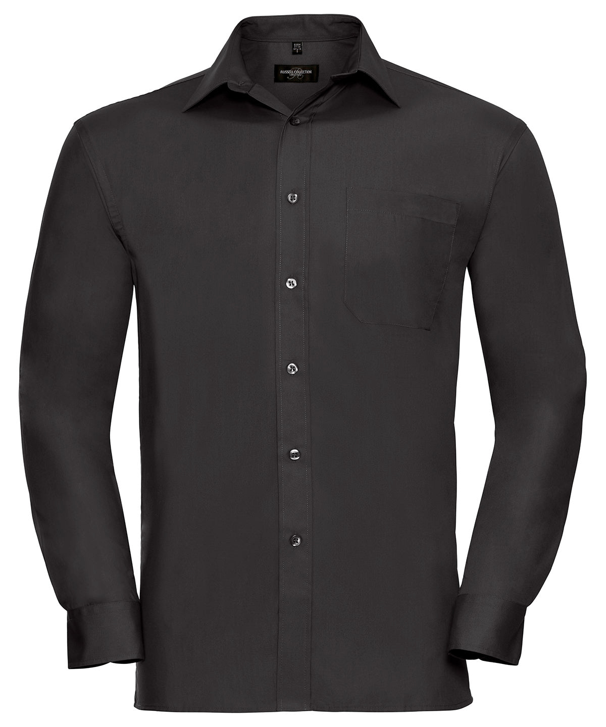 Russell Athletic Long Sleeve Pure Cotton Easycare Poplin Shirt - Black