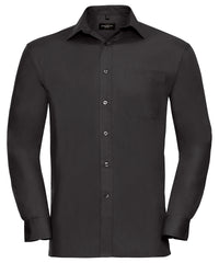 Russell Athletic Long Sleeve Pure Cotton Easycare Poplin Shirt - Black