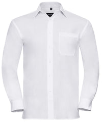 Russell Athletic Long Sleeve Pure Cotton Easycare Poplin Shirt - White