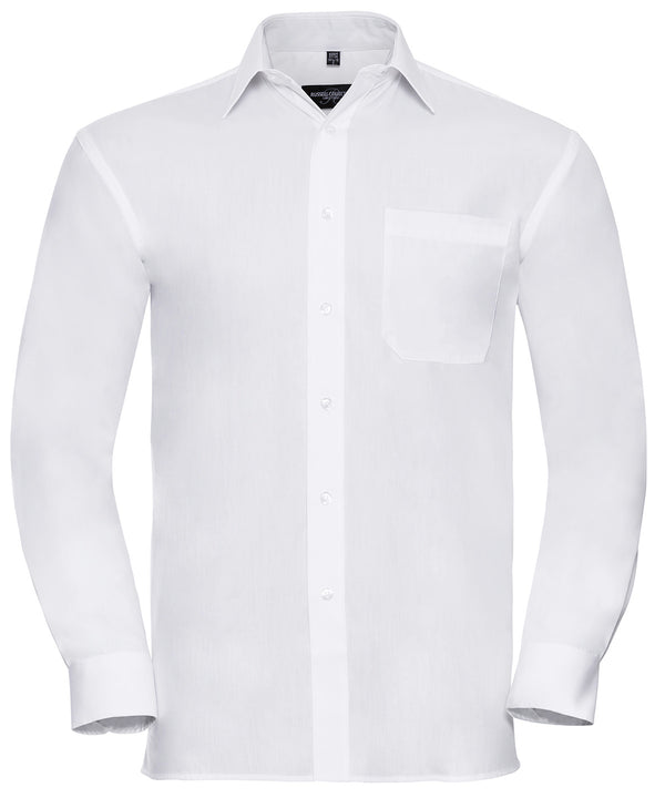 Russell Athletic Long Sleeve Pure Cotton Easycare Poplin Shirt - White