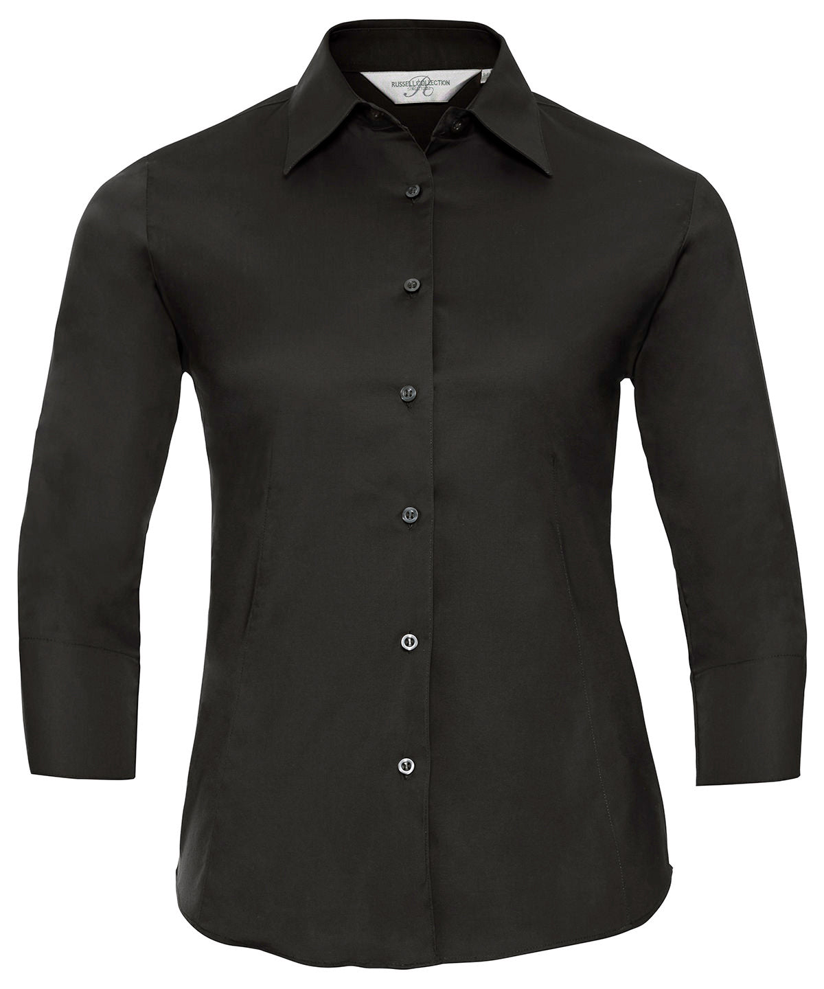 Russell Athletic Women's ¾ Sleeve Easycare Fitted Shirt - Black