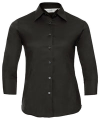 Russell Athletic Women's ¾ Sleeve Easycare Fitted Shirt - Black