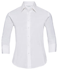 Russell Athletic Women's ¾ Sleeve Easycare Fitted Shirt - White