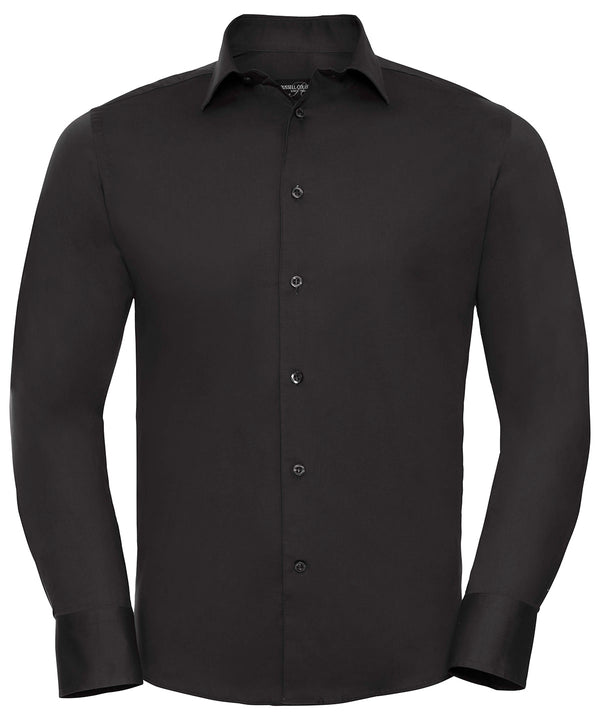 Russell Athletic Long Sleeve Easycare Fitted Shirt - Black