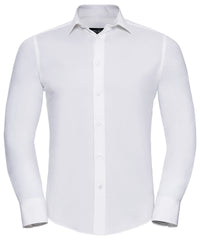 Russell Athletic Long Sleeve Easycare Fitted Shirt - White