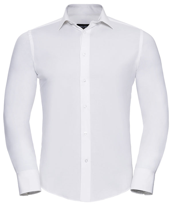 Russell Athletic Long Sleeve Easycare Fitted Shirt - White