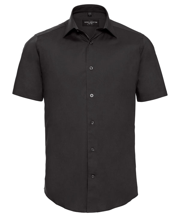 Russell Athletic Short Sleeve Easycare Fitted Shirt - Black