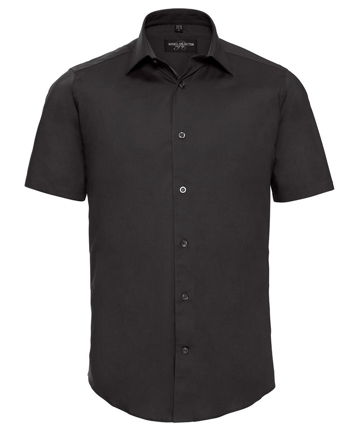 Russell Athletic Short Sleeve Easycare Fitted Shirt - Black