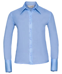 Russell Athletic Women's Long Sleeve Ultimate Non-iron Shirt - Bright Sky