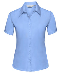 Russell Athletic Women's Short Sleeve Ultimate Non-iron Shirt - Bright Sky