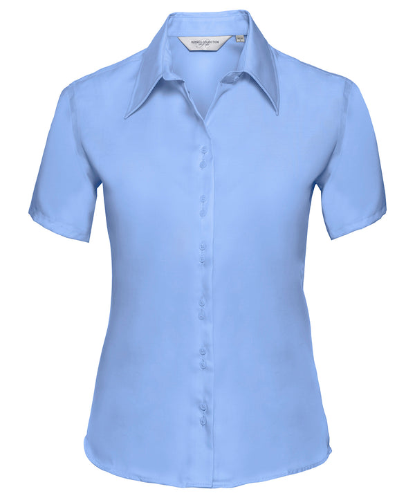 Russell Athletic Women's Short Sleeve Ultimate Non-iron Shirt - Bright Sky
