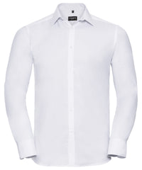 Russell Athletic Long Sleeve Herringbone Shirt - White