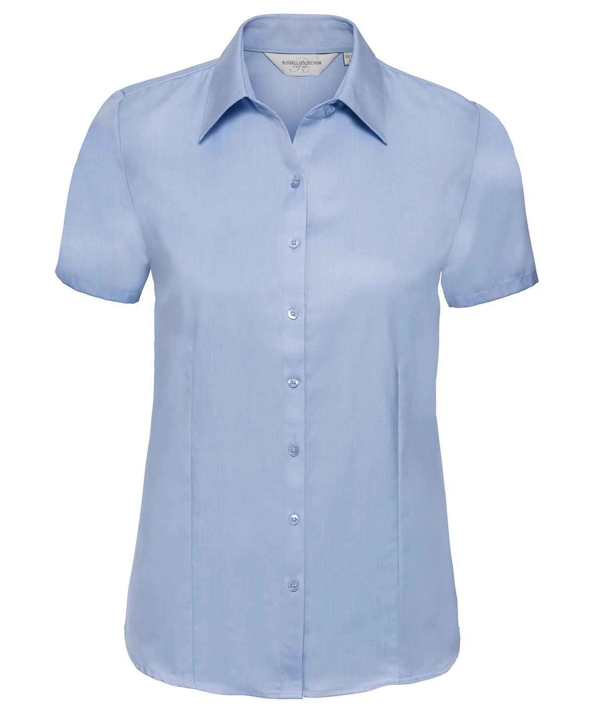 Russell Athletic Women's Short Sleeve Herringbone Shirt - Light Blue