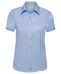 Russell Athletic Women's Short Sleeve Herringbone Shirt - Light Blue