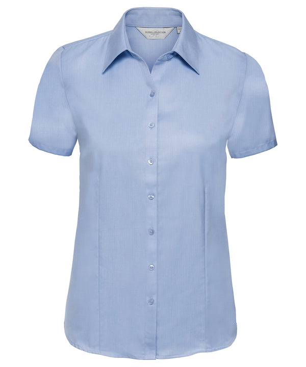 Russell Athletic Women's Short Sleeve Herringbone Shirt - Light Blue