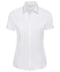 Russell Athletic Women's Short Sleeve Herringbone Shirt - White