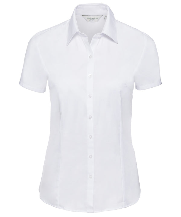 Russell Athletic Women's Short Sleeve Herringbone Shirt - White